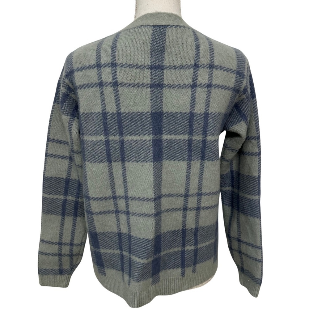 Aritzia Wilfred Bethany Cashmere Blend Ice Blue Plaid V-Neck Cardigan SZ XS GUC - Picture 6 of 6